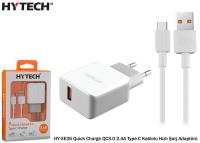 Hytech HY-XE35 Quick Charge QC3.0 2.4A Type-C Kablolu Beyaz/Gri Hızlı Şarj Adaptörü - 1